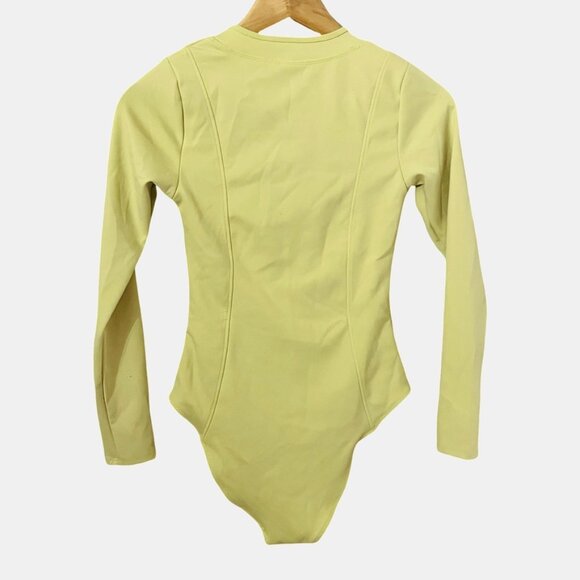 Good American | Key Lime High Cut Longsleeve Zip Front Swimsuit - Picture 2 of 8